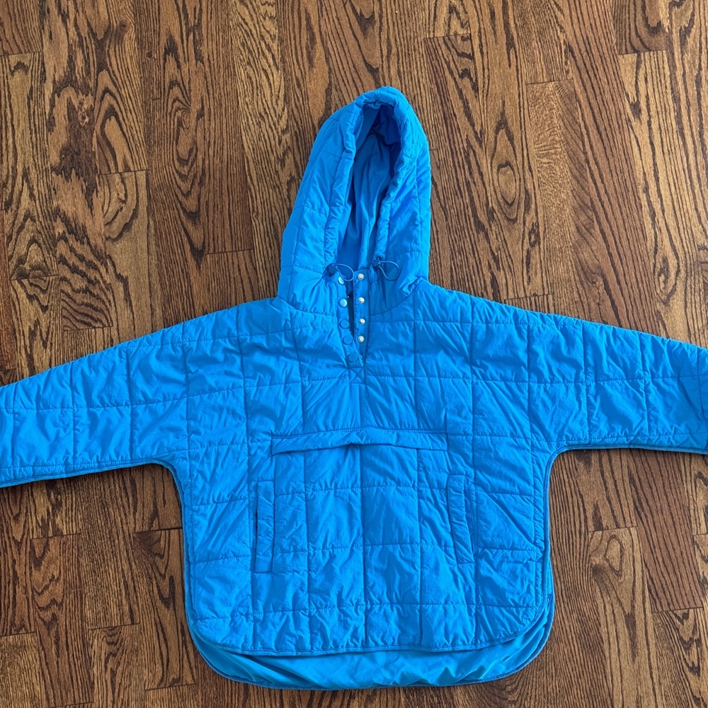 Blue Quilted Hooded Jacket